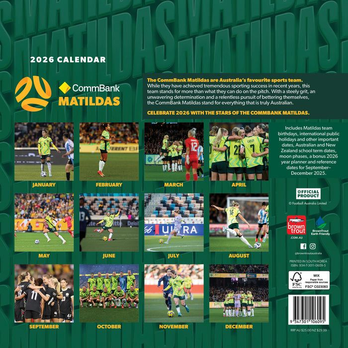 Matildas 2026 Square Wall Calendar