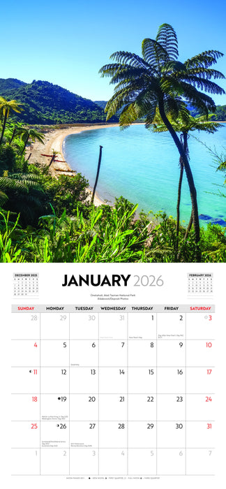 Spectacular New Zealand 2026 Square Wall Calendar