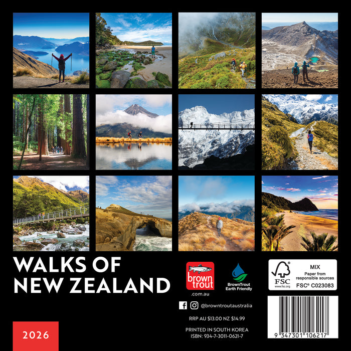 Walks of New Zealand 2026 Mini Wall Calendar