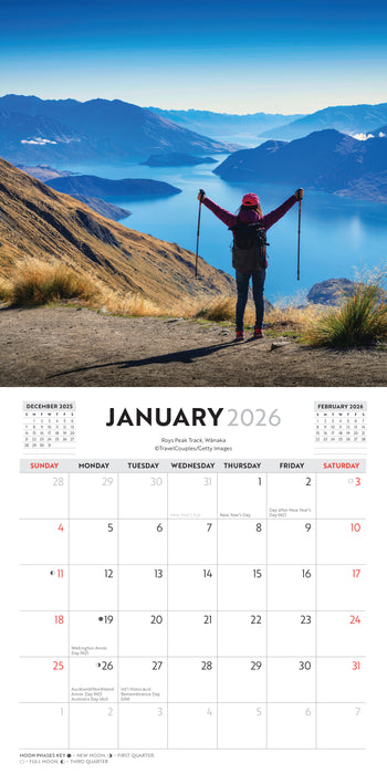 Walks of New Zealand 2026 Mini Wall Calendar