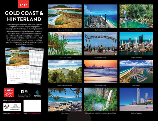 Gold Coast and Hinterland 2026 A4 Wall Calendar