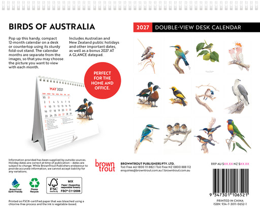 Birds of Australia by Jeremy Boot 2027 Desk Easel
