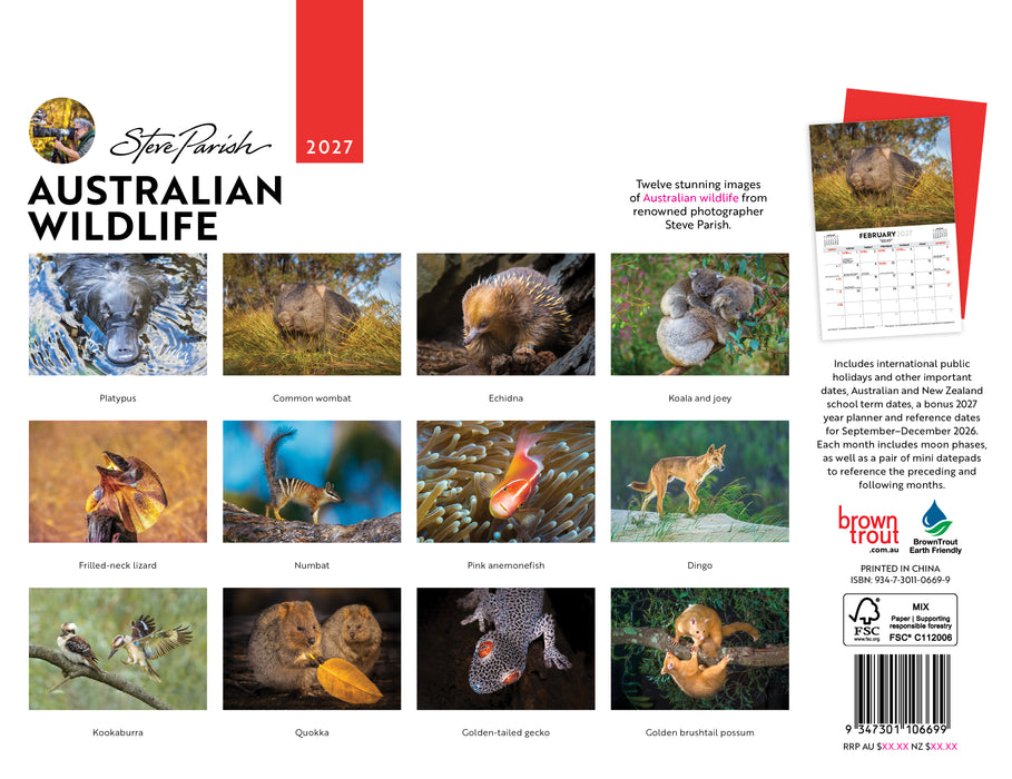 Australian Wildlife by Steve Parish 2027 Wall Calendar