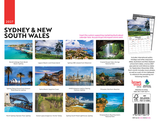 Sydney and New South Wales 2027 Wall Calendar