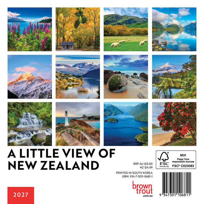 A Little View of New Zealand 2027 Mini Wall Calendar
