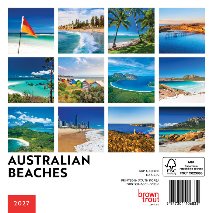 Australian Beaches 2027 Mini Wall Calendar