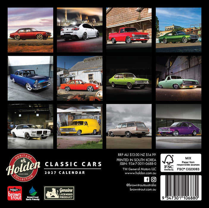 Classic Holden Cars 2027 Mini Wall Calendar