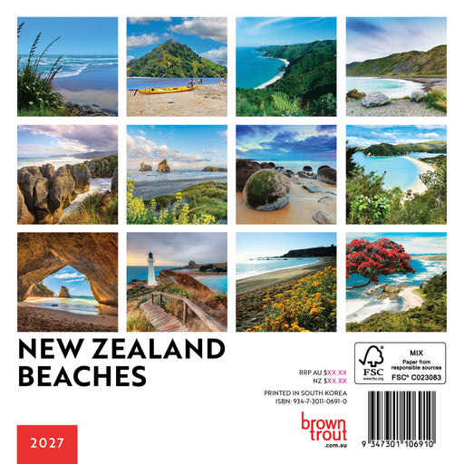 New Zealand Beaches 2027 Mini Wall Calendar