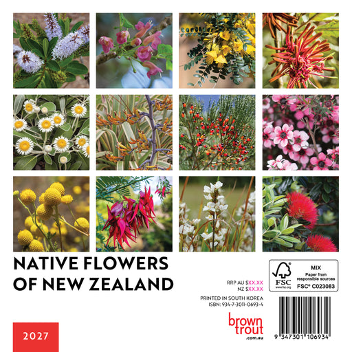 New Zealand Native Flowers 2027 Mini Wall Calendar