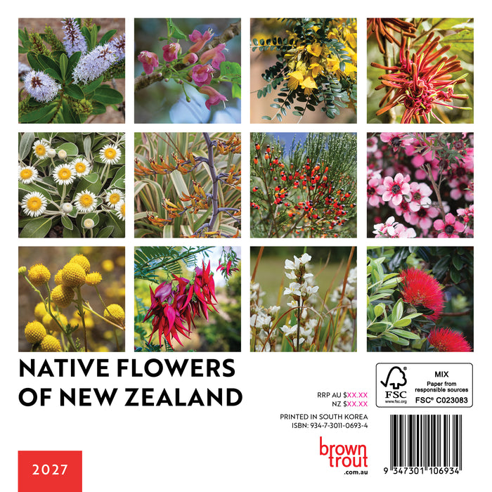 New Zealand Native Flowers 2027 Mini Wall Calendar