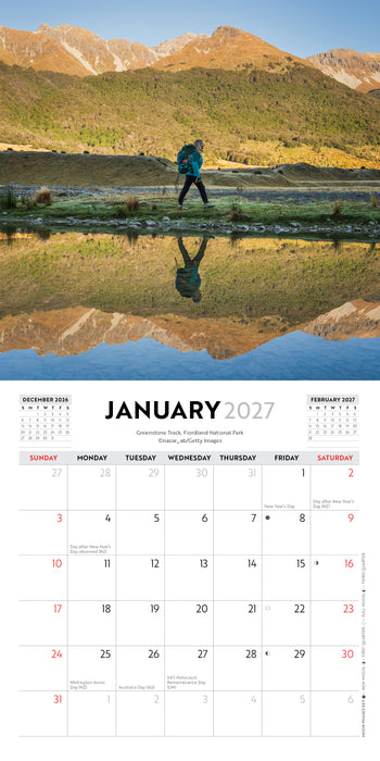 Walks of New Zealand 2027 Mini Wall Calendar