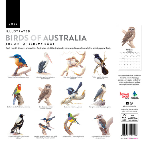 Birds of Australia Jeremy Boot 2027 Square Wall Calendar