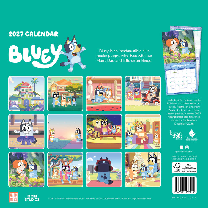 Bluey 2027 Square Wall Calendar