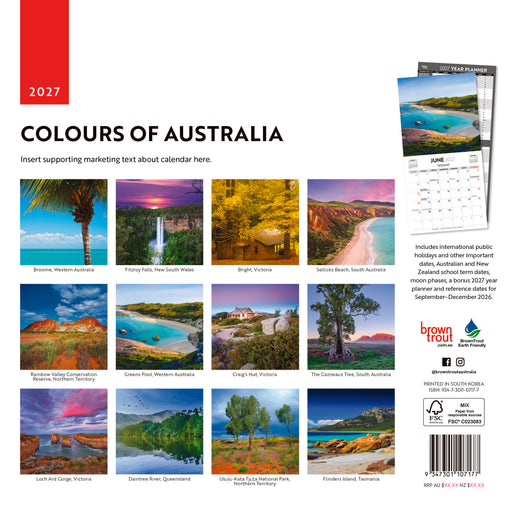 Colours of Australia 2027 Square Wall Calendar