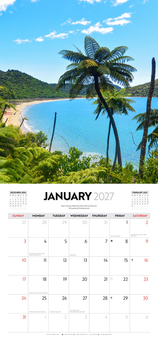 Colours of New Zealand 2027 Square Wall Calendar