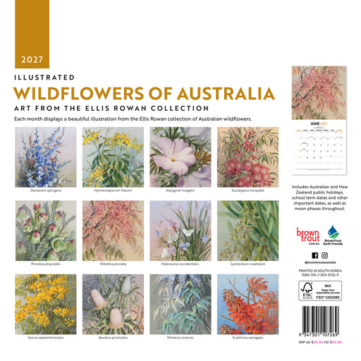 Illustrated Wildflowers of Australia 2027 Square Wall Calendar