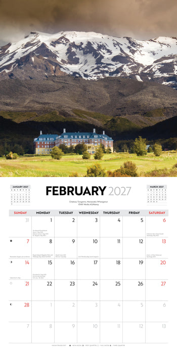 Majestic New Zealand 2027 Square Wall Calendar