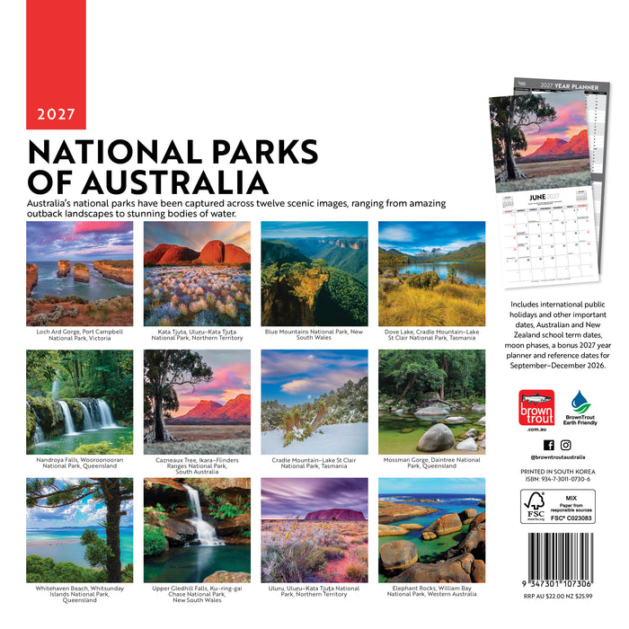 National Parks of Australia 2027 Square Wall Calendar
