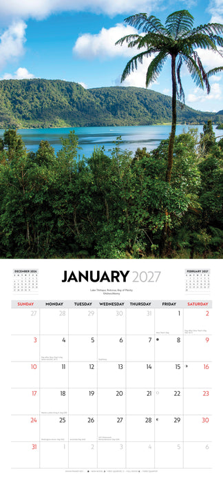 Spectacular New Zealand 2027 Square Wall Calendar