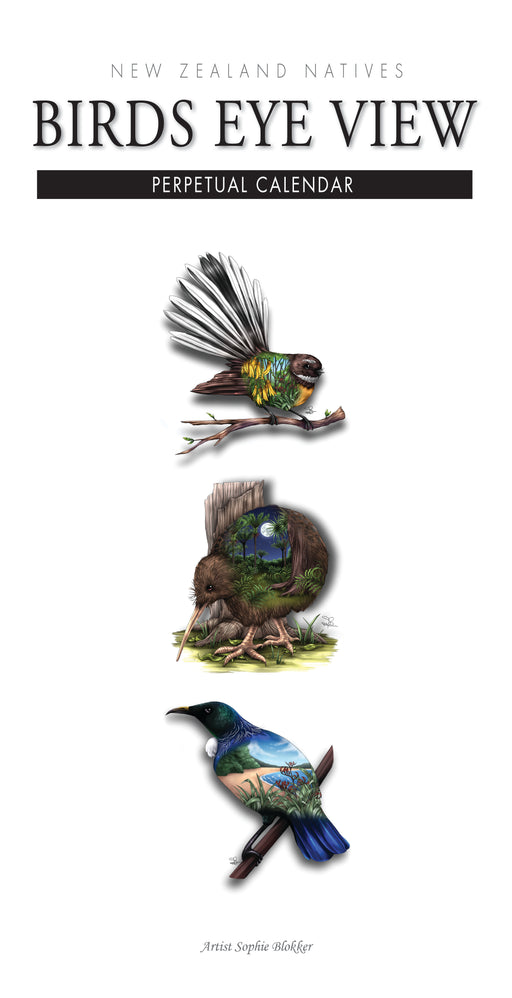 New Zealand Natives Perpetual by Sophie Blokker Slimline Wall Calendar