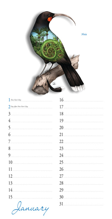 New Zealand Natives Perpetual Sophie Blokker 2026 Slimline Wall Calendar