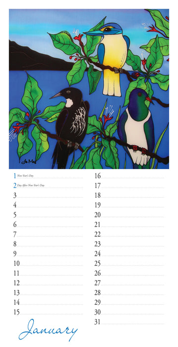 New Zealand Natives Perpetual Jo May 2026 Slimline Wall Calendar