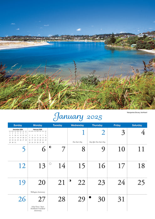 2025 New Zealand Wall Calendar