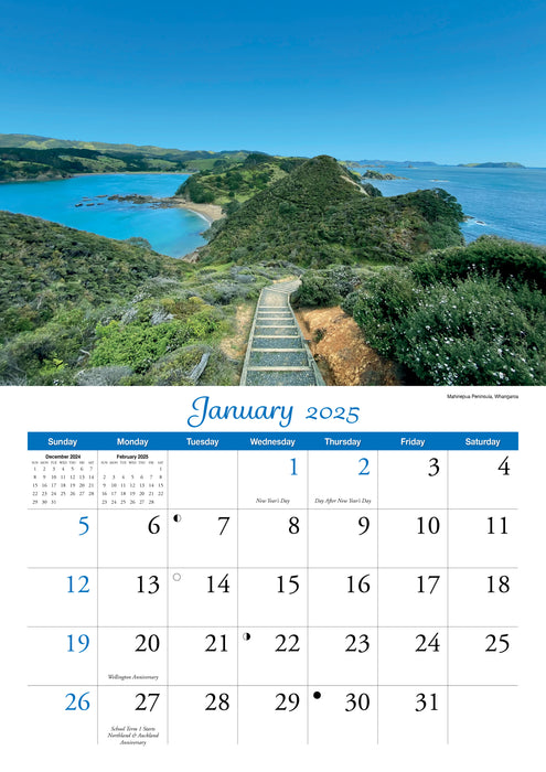 2025 New Zealand Panorama Wall Calendar