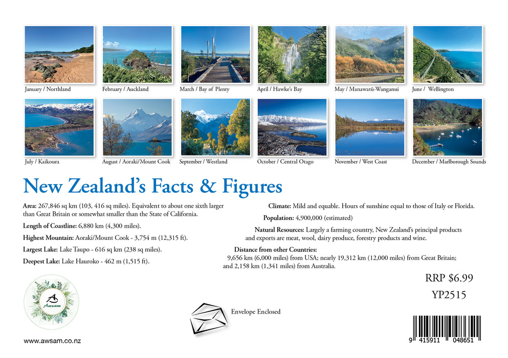 2025 New Zealand in Colour Mini Wall Calendar