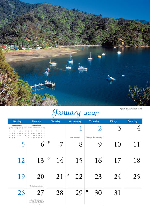 2025 New Zealand South Island Wall Calendar