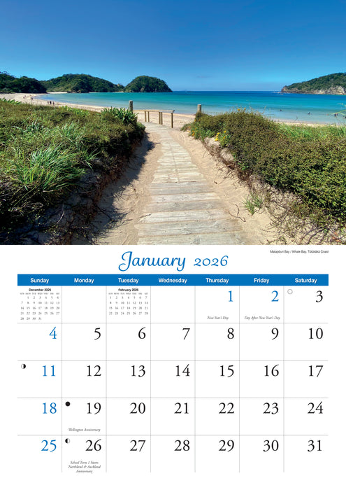 New Zealand Bonus A3 Planner 2026 A4 Wall Calendar
