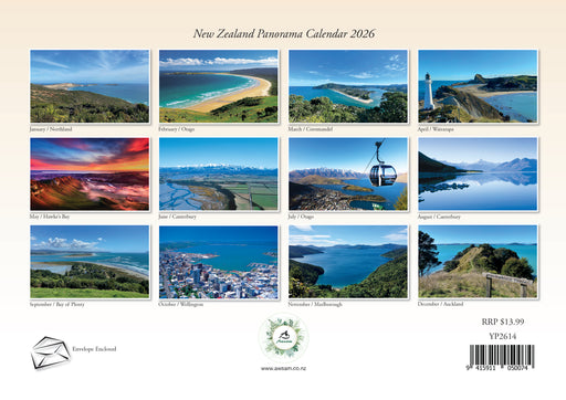 New Zealand Panorama 2026 A4 Wall Calendar