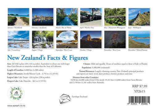 New Zealand in Colour 2026 Mini Wall Calendar