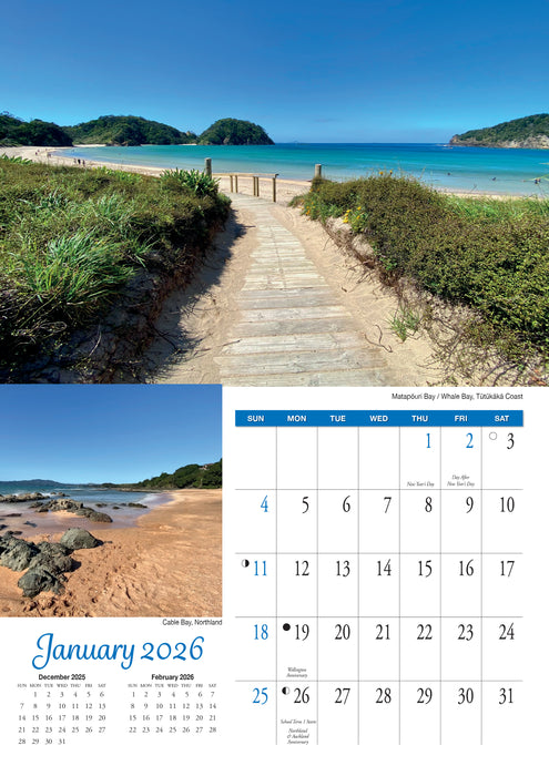 New Zealand in Colour 2026 Mini Wall Calendar