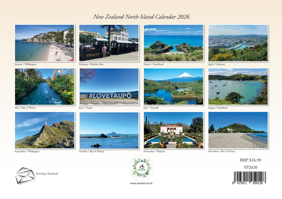 North Island Bonus Fridge Manget 2026 A4 Wall Calendar