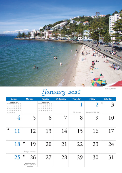 North Island Bonus Fridge Manget 2026 A4 Wall Calendar