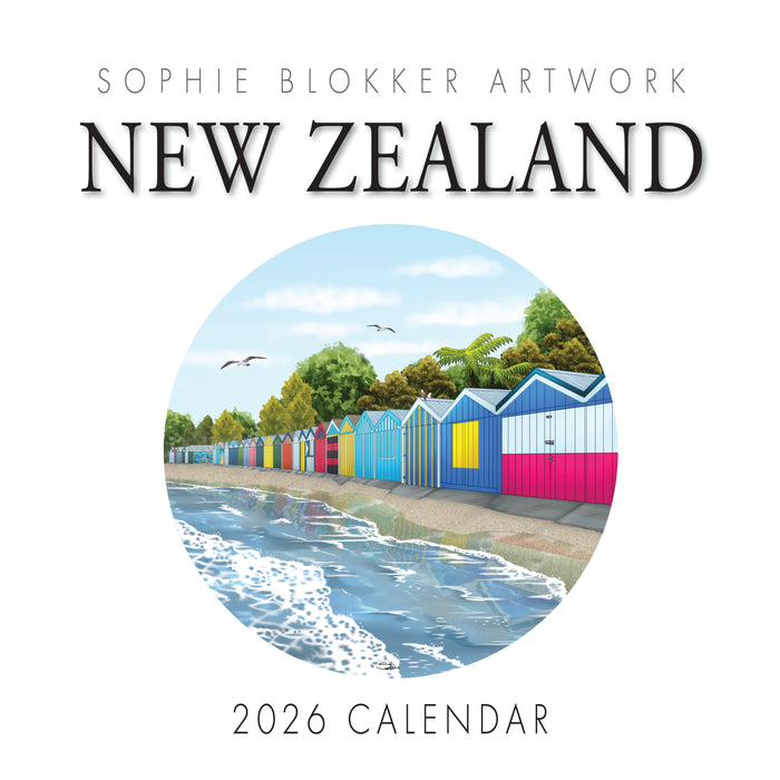 New Zealand Artwork by Sophie Blokker 2026 Square Wall Calendar