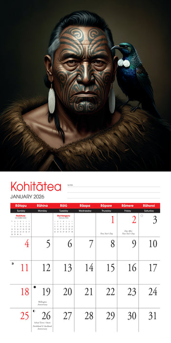 Maori Artwork by Doug Healey 2026 Square Wall Calendar