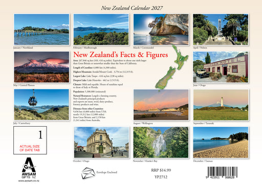 New Zealand with A3 Planner 2027 A4 Wall Calendar