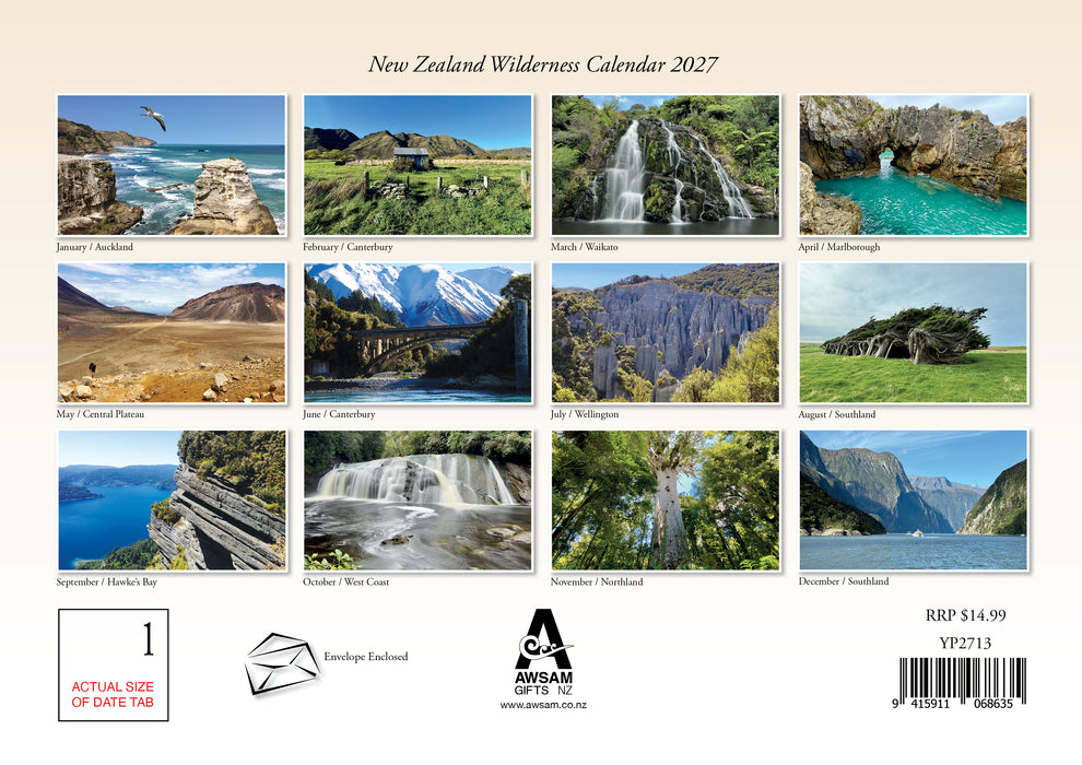 New Zealand Wilderness with A3 Planner 2027 A4 Wall Calendar