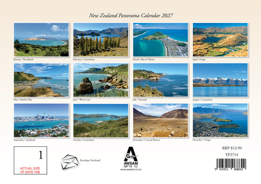 New Zealand Panorama 2027 A4 Wall Calendar