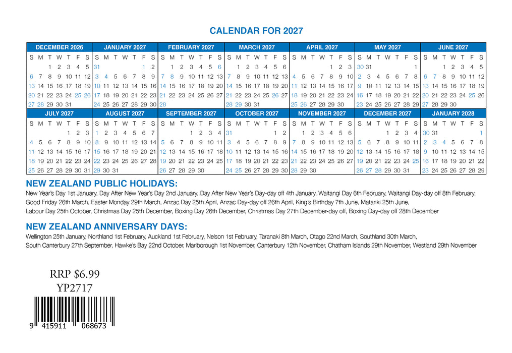 New Zealand Scenic 2027 Desk Organiser