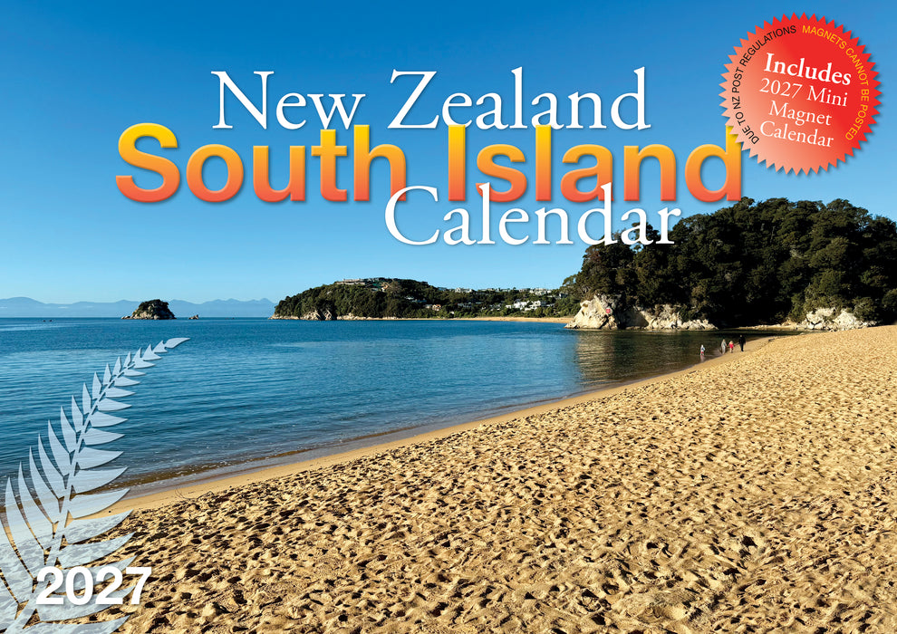 South Island with Fridge Magnet 2027 A4 Wall Calendar
