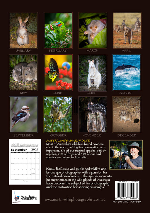 Australian Wildlife 2027 A4 Wall Calendar