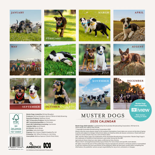 Muster Dogs 2026 Square Wall Calendar