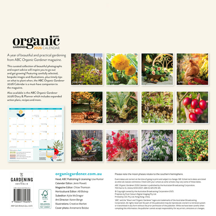 ABC Organic Gardener 2026 Square Wall Calendar