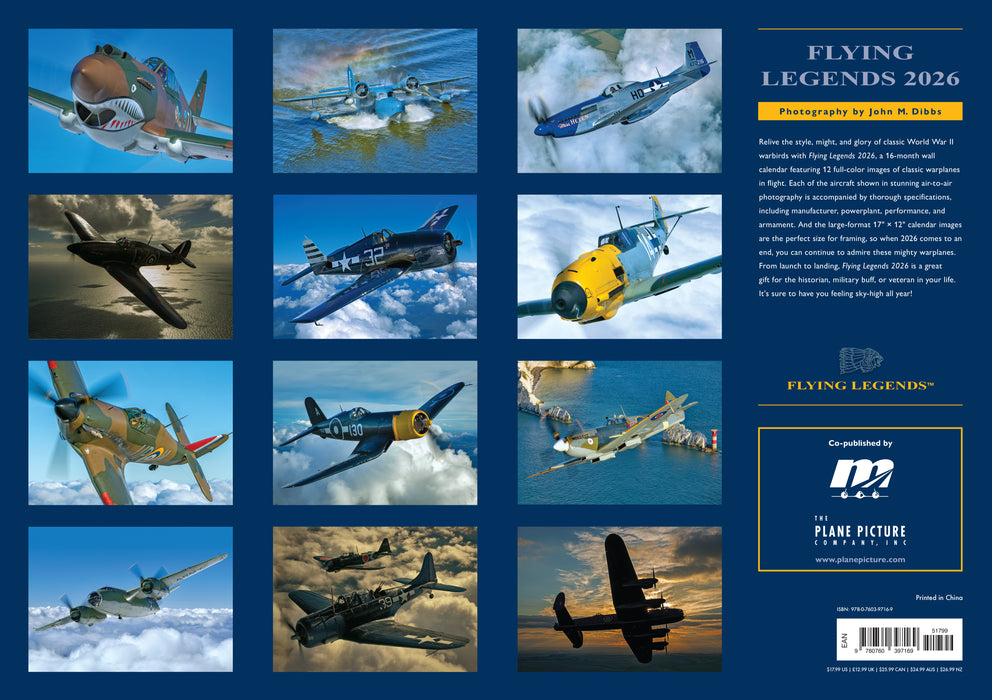 Flying Legends 2026 Large Wall Calendar