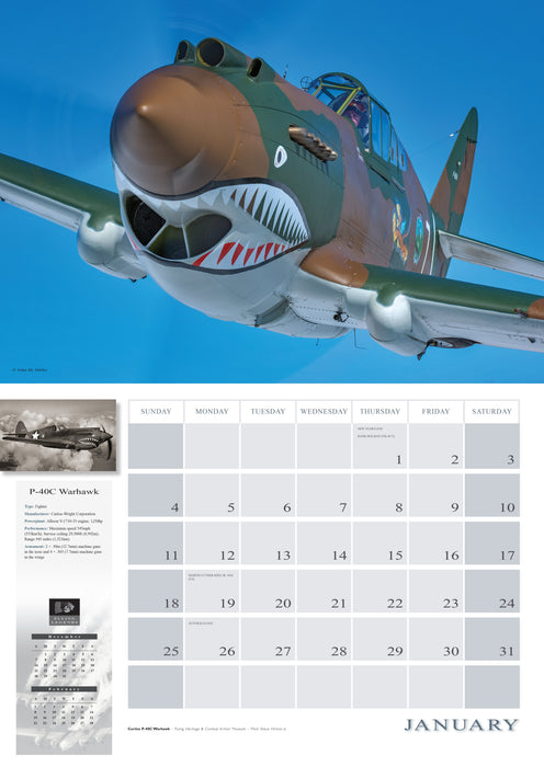 Flying Legends 2026 Large Wall Calendar
