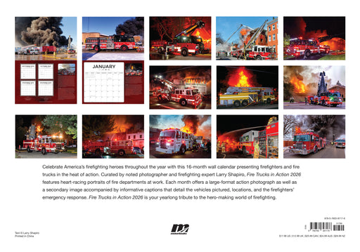 Fire Trucks in Action 2026 Large Wall Calendar