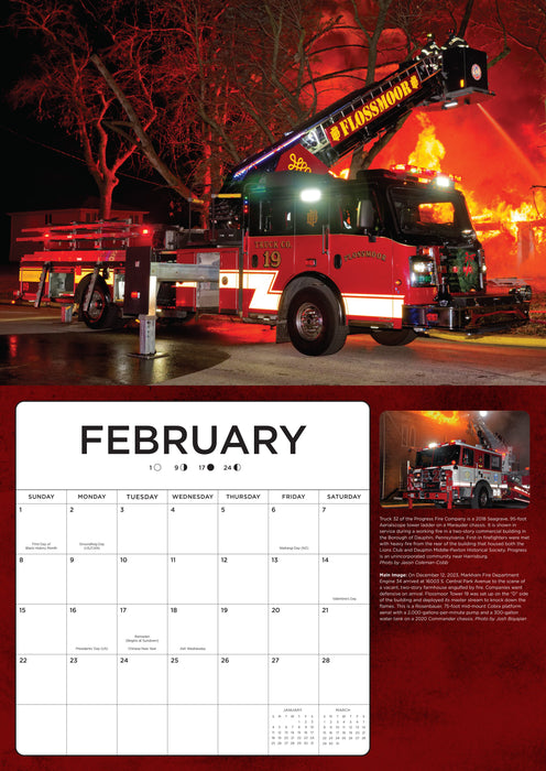 Fire Trucks in Action 2026 Large Wall Calendar